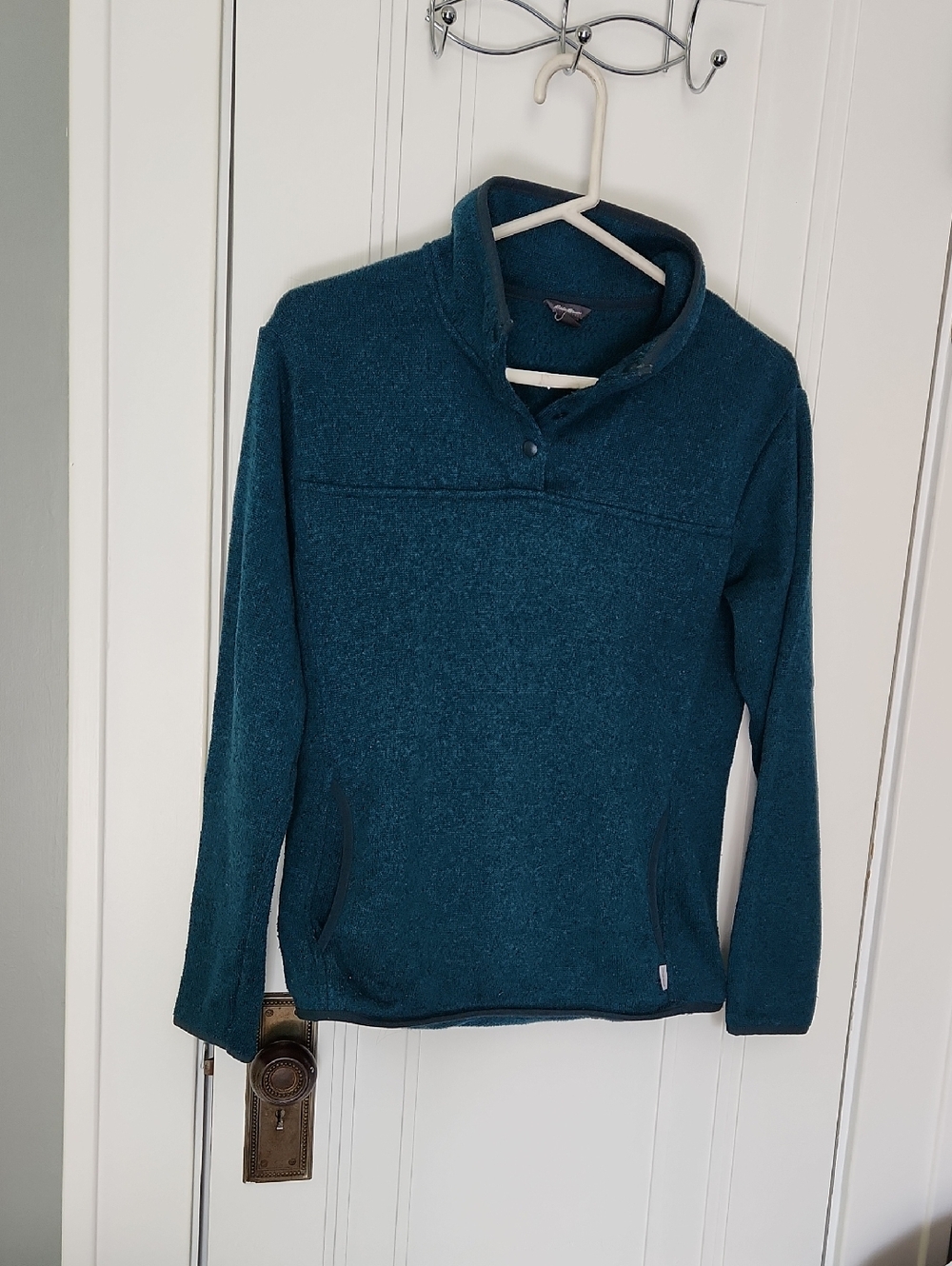 Eddie Bauer Teal Button-Up Fleece Pullover